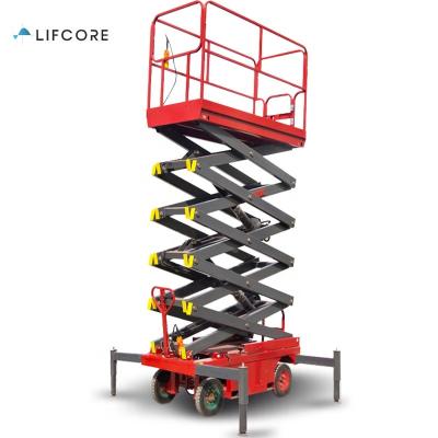 China 500kg Capacity Platform Hotels Electric Hydraulic Battery Powered Mobile Scissor Lift Mobile Scissor Lift Scaffolding for sale