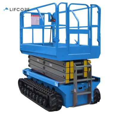 China Hotels 6m-12m Track 500kg Crawler Self Propelled Mobile Scissor Lift With Cheap Price for sale