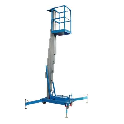 China Aluminum Alloy Easy Hydraulic Single Vertical Platform Aerial Work Lift 4.7m 6.2m 7.8m 9.2m 10.4m 12m Mast Convenience Safety Operation Single Mast Elevator for sale