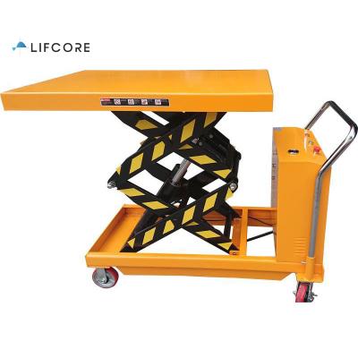 China Double Car Material Handling Hotels Electric Scissory Trolley Hydraulic Lift Tables for sale