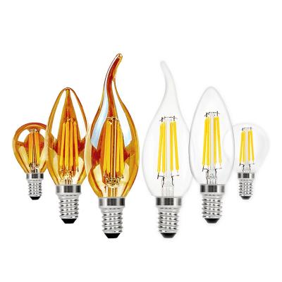 China HoneyFly C35 G45 LED Crystal Clear Amber Glass Warm White Bulb Dimmable Indoor Capsule Bulb 4W 110V/220V E14 E12 E27 for sale