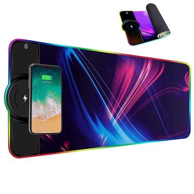 China HoneyFly LED RGB 15W Luminous Mouse Pad RGB Gamer Mousepad Modern Wireless Charging Mat Computer Laptop Keyboard Non-Slip Glow for sale