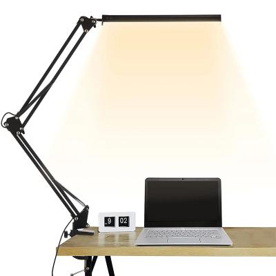 China HoneyFly LED Long-Arm Table Lamp Modern USB DC 5V Eye-Protected Desk Lamp Clip On Light With 10-Levels Brightness 3 Color Temperature for sale