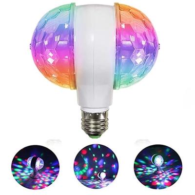 China HoneyFly LED RGB 220V 6W E27 Lamp RGB 220V 6W E27 Automatic Rotating Indoor Hotel Stage Light Bulb Colorful Disco Magic Two Head Light Bulb for sale