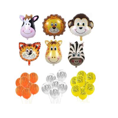 China Forest Animal Foil Balloons Zebra Tiger Latex Balloon Wild One party decoration jungle party decoration balloons new for sale