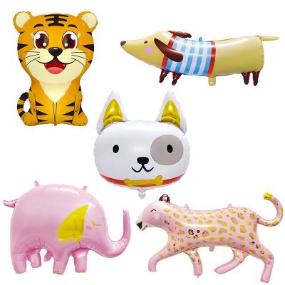 China New Design Tiger Balloon Cartoon Jungle Forest Animal Foil Balloons Dog Leopard Elephant Cartoon Foil Balloons for sale