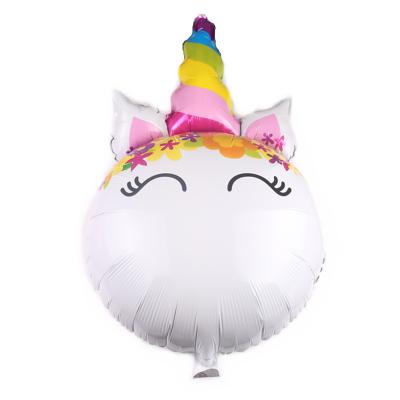 China New big unicorn main birthday cartoon balloon theme party decoration smile children's toy foil balloon for sale