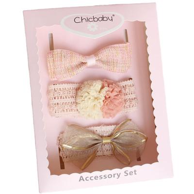 China Amazon Lovely Gift Box Package 3 Pieces Elastic Band Photo Hair Bow Kids Kit Props Mix Color Hair Accessories Baby Newborn Headband for sale