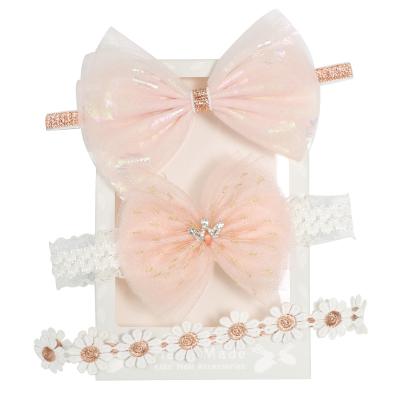 China Lovely and Cute Gift Box Pack 3pcs Per Newborn Accessories Baby Hair Accessories Set Baby Headband Hair Bow Accessories for Girls for sale