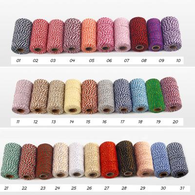 China Tie Rope DIY Wedding Christmas Decoration 2MM 100M High Quality Gift Card Rope Double Color Cotton Wrapping Hanging Rope Craft for sale