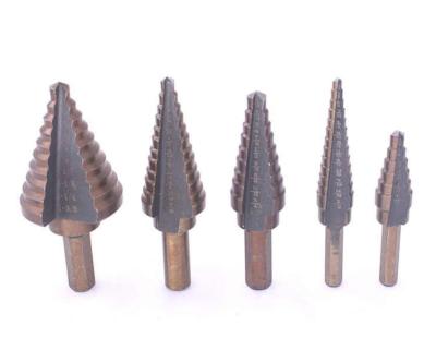 China 2021 Hot Sale High Quality 5pcs Steel Step Drill Bits Set With Center Punch for sale