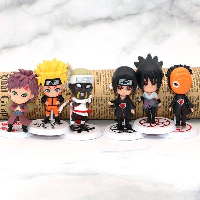 China Environmental Friendly Wholesale Cartoon Ornaments 6 Pcs/Set Naruto-figure PVC Action Number Q Edition Collectible Toys for sale