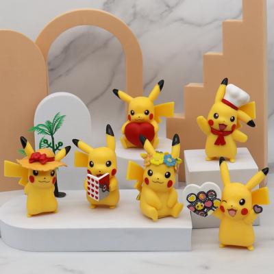 China Vehicle Decoration 6 Styles Pokemo 8cm Pika Chu PVC Anime Resin Model Toy Anime Action Numbers for sale