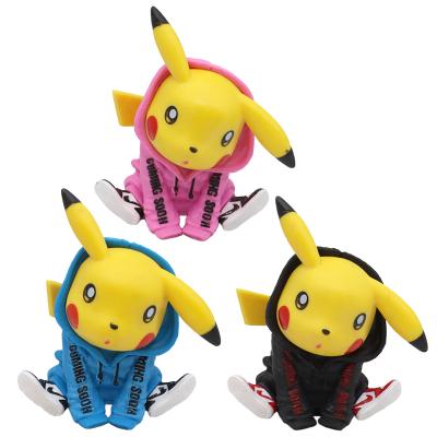 China Cartoon Toy 3 styles pokemo 11cm Pika Chu PVC Anime Resin Model Toy Anime Action Numbers for sale