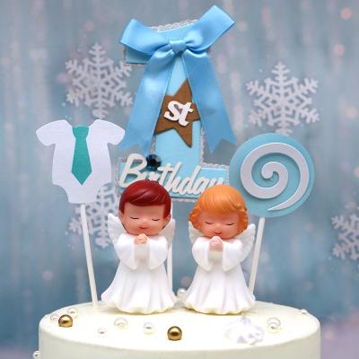 China Hot Selling Cake Topper Cake Decorations Accessories Vinyl Toy Figures Angels With Wings For Kids Birthday for sale