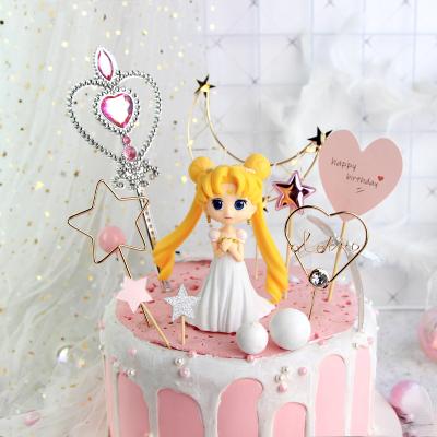 China Cake Decoration 2 Styles Crystal 11cm Sailor Moon Cartoon Resin Model Toy Anime Action Numbers for sale