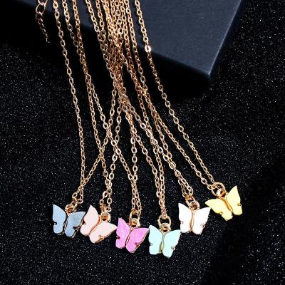 China Acrylic Bohemian Butterfly Charm Resin Chain Clavicle Chain Gold High Quality Summer Pendant Necklace for sale