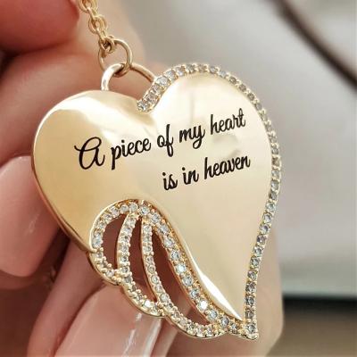 China High Quality Angel Wings Love Diamond Letter Necklace Women Wish Amazon Gold Heart Popular Necklace for sale