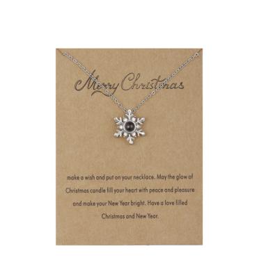 China Korean Snowflake Diamond Pendant Necklace Christmas Gift high quality Christmas jewelry 100 languages ​​elk i love you for sale