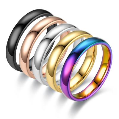 China High Quality 4MM Wholesale Simple Ring Fashion Jewelry Men Women Couples Wedding Rings for sale