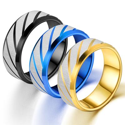 China High Quality 8MM Fashion Jewelry Mens Womens Ring Batch Flower Stripe Stainless Steel Rings for sale