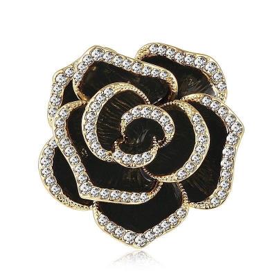 China Camellia Brooches Female Designer Brooch Lovely Scarf Buckle High Grade Scented Pin New Retro High Quality Diamond Small for sale