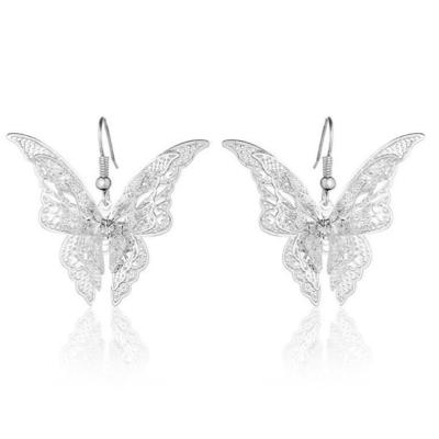 China High Quality Fashion Jewelry Sets New 925 Sterling Silver Lovely Butterfly Pendant Necklace Korean Chain Earrings for sale