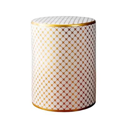 China Hot Selling Europe Style Simple Colorful Pattern Classic Drum Stool For Dressing Table for sale