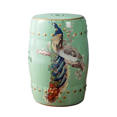 China Chinese style birds and CLASSIC hot selling flowers and trees pattern classic drum stool for dressing table for sale