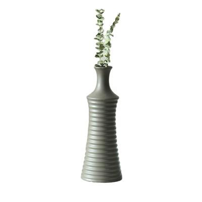 China Simple modern European style corsets form cylinder white and gray series ceramic vases with wave pattern for dinining room for sale