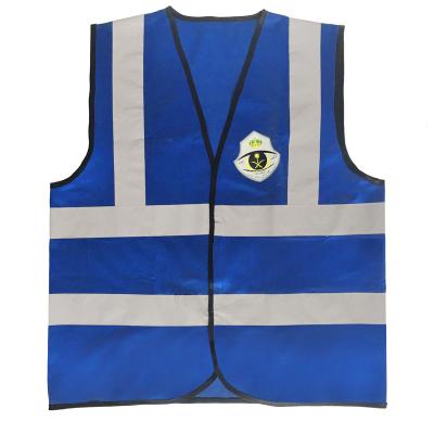 China 100% High Visibility Polyester High Visibility Vest Blue Reflector Tape Police Seam Reflective Vest for sale