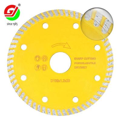 China Guangzhou Manufacturer 4 inch D100 turbo hard diamond / tile saw blade for cutting china hard floor for sale