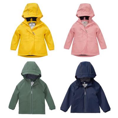 China Bachelor Waterproof Clothing Kids Wear Rain Coat Hooded Rain Jacket Girls PU Girls Kids Waterproof Coat For Kids for sale