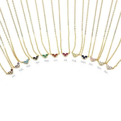 China Isunni FASHIONABLE S925 Sterling Silver Plated Gold 1-12 Months Shape Necklace Heart Birthstone Zircon for sale