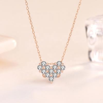 China FASHIONABLE Isunni S925 Sterling Silver Cubic Zirconia Four Leaf Clover Heart Two Wear Necklace for sale