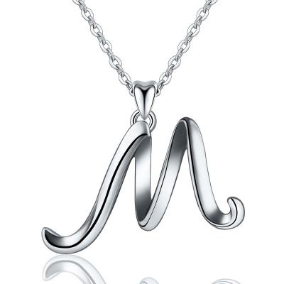 China Isunni 925 TRENDY Jewelry Sterling Silver Alphabet Initial Letter Charm Pending Necklaces for sale