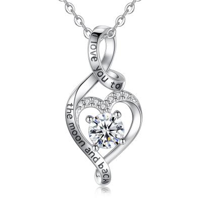 China TRENDY Isunni Valentine's Day Jewelry S925 Sterling Silver Heart Birthstone Necklace for Girlfriend for sale