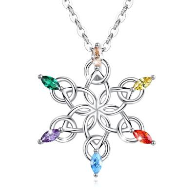 China Sterling Silver Colorful Zircon Snowflake Pendant Necklace Isunni FASHION 925 Fine Jewelry for sale