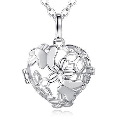 China TRENDY Isunni Jewelry Heart Cage Angel Caller Sound Pattern Bola Ball Necklace For Pregnancy Women for sale