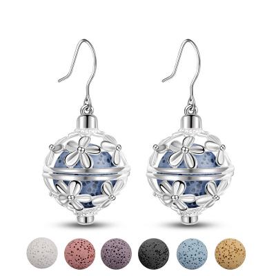 China Isunni 925 Sterling Silver Environmentally Friendly Handmade Aromatherapy Lava Earrings Stylish Drop Earrings for sale