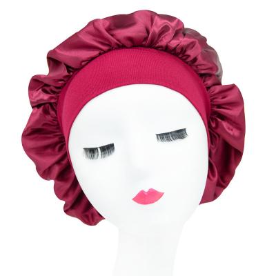 China C001-L Women's Night Sleep Hats Double Layer Head Cover Shower Organic Silk Custom Hat Adjustable Silk Satin Hood for sale