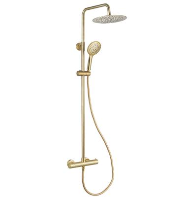 China With Sliding Bar Factory Wholesale Luxury Bathroom Swept Gold Faucet Thermostatic Shower System Thermostatic Shower Set for sale