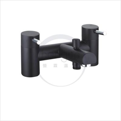 China Floor Stand Faucets Around Bath Shower Black Paint Mixer for sale