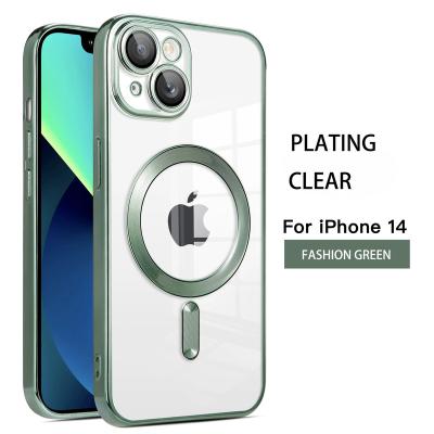 China Luxury Custom Transparent Magnetic Wireless Charging Charging Cases Shockproof Purple TPU Phone Back Cover For Iphone 11 12 13 pro Max Plus for sale