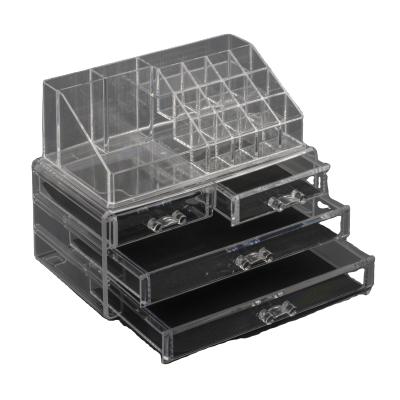 China Accept Acrylic Cosmetics PS Organizer Storage Box Makeup Cosmetic Box For Lipstick& Jewelry Holder for sale