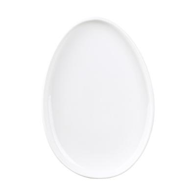 China Sustainable China Made Western Style Cheap White Ceramic Oval Dinner Plate Kitchenware Tableware for sale