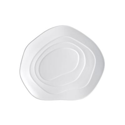 China High Quality and Low Price Viable Custom Made Matte White Irregular Ceramic Chinese 11 Inch Dinner Plate New for sale