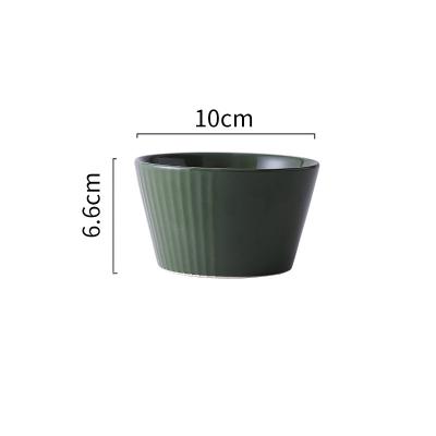 China 4.5 Inch Best Sustainable Korean Popular Kitchen Dark Green Bowl Restaurant Ceramic Breakfast Bowls for sale