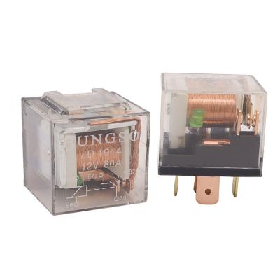 China Silver Alloy Glass Relay 12V 5pins 80a Auto Relay for sale