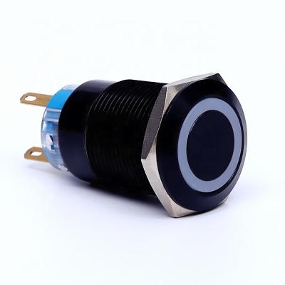 China Car Waterproof Switch Push Button Black Door Bell Metal 19mm LED Momentary Push Button Switches For Car for sale